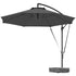 3(m) Garden Cantilever Parasol with Fillable Base up to 90kg, Wind Protection Strap, Cover, Round Banana Hanging Umbrella with Crank Handle and Tilt, UPF50+ Patio Umbrella, Grey