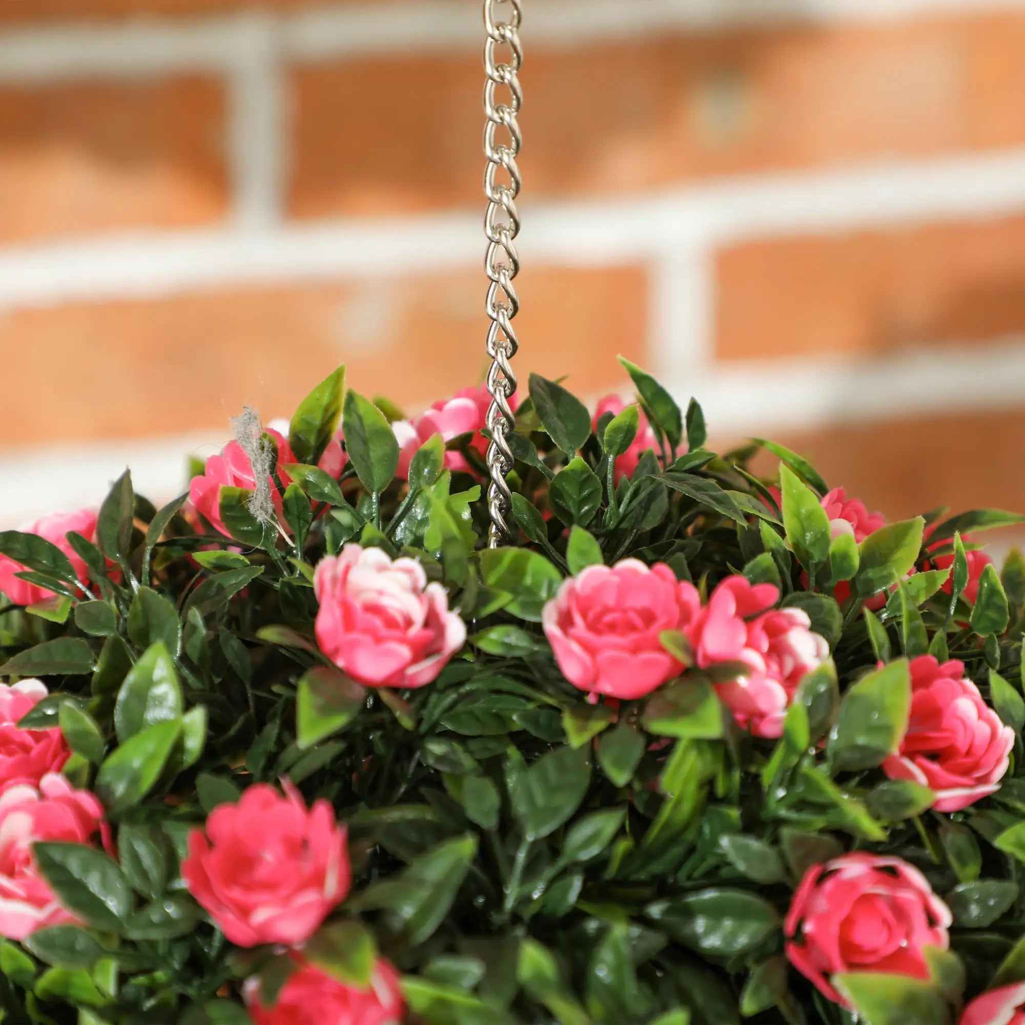 Set of 2 Decorative Artificial Plants, UV-protected Artificial Plant Topiary Rose Balls, Fake Plants for Home Indoor outdoor Decor, 28cm, Pink Bargain Clearance Centre