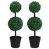Set of 2 Artificial Boxwood Ball Topiary Trees Potted Decorative Plant Outdoor and Indoor Décor (67cm) Bargain Clearance Centre