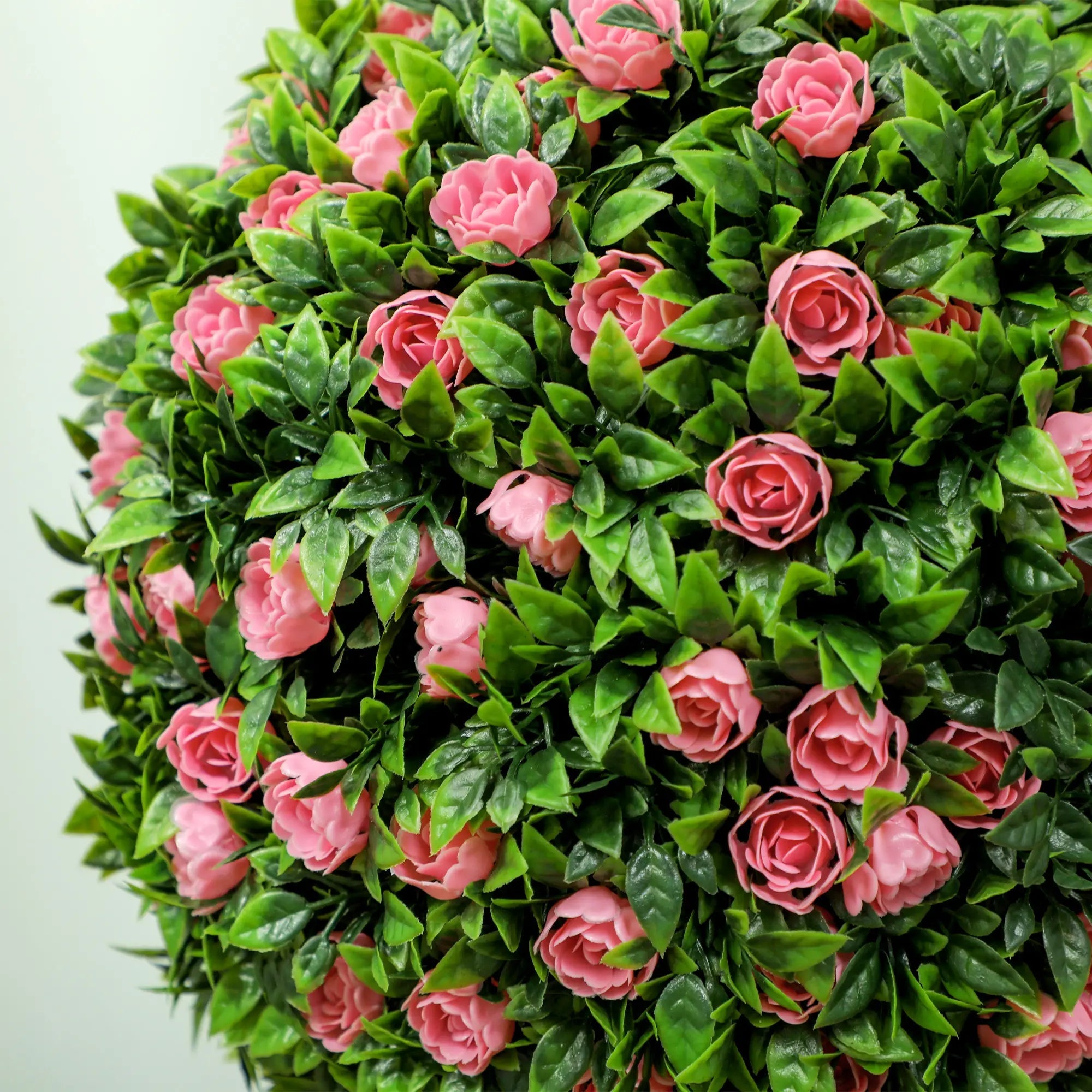 Set of 2 Decorative Artificial Plants, Ball Topiary Tree with Rose Flower in Pot, Fake Plants for Home Indoor Outdoor Decor, 60cm, Pink Bargain Clearance Centre