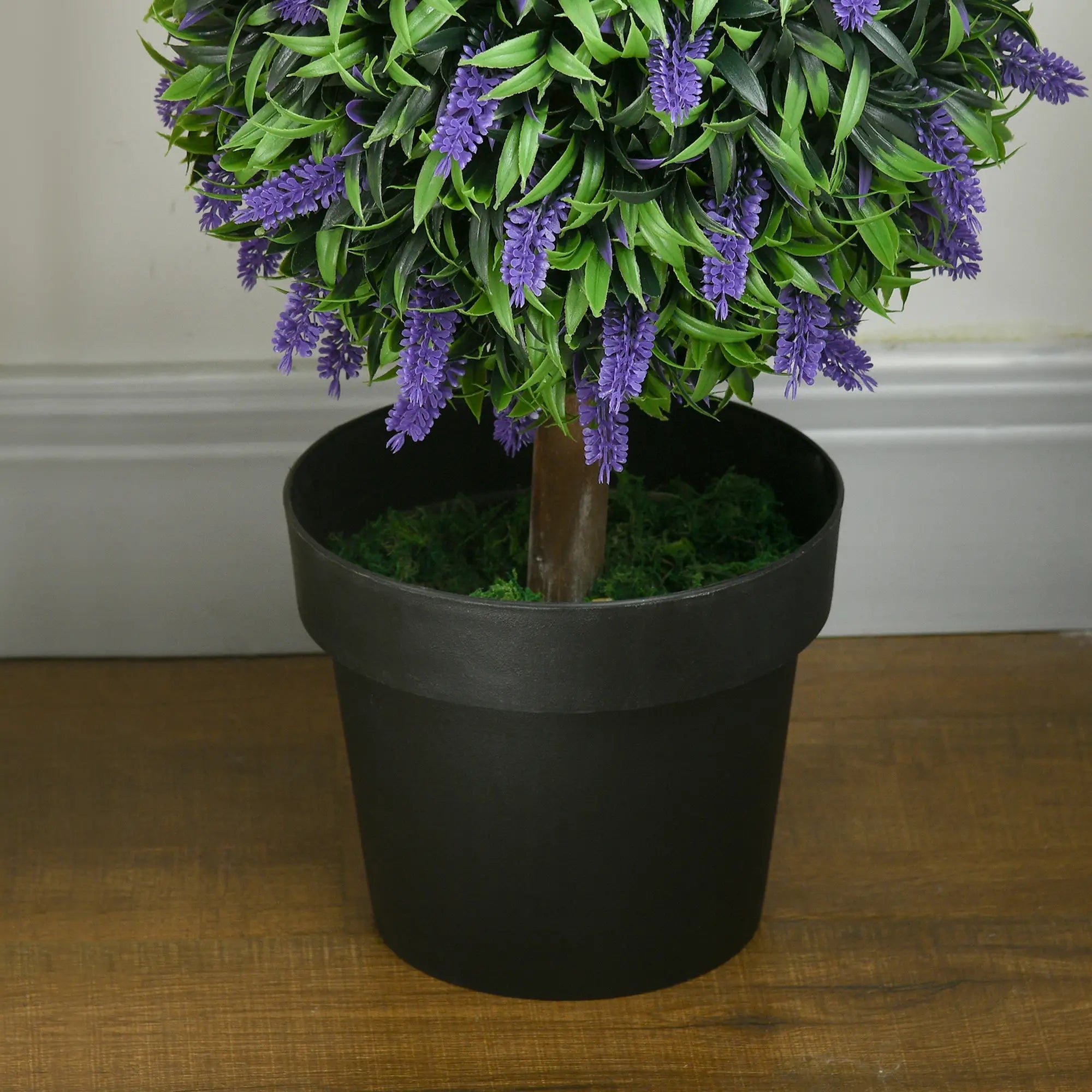 Set of 2 Artificial Plants, Lavender Flowers Ball Trees with Pot, for Home Indoor Outdoor Decor, 110cm Bargain Clearance Centre