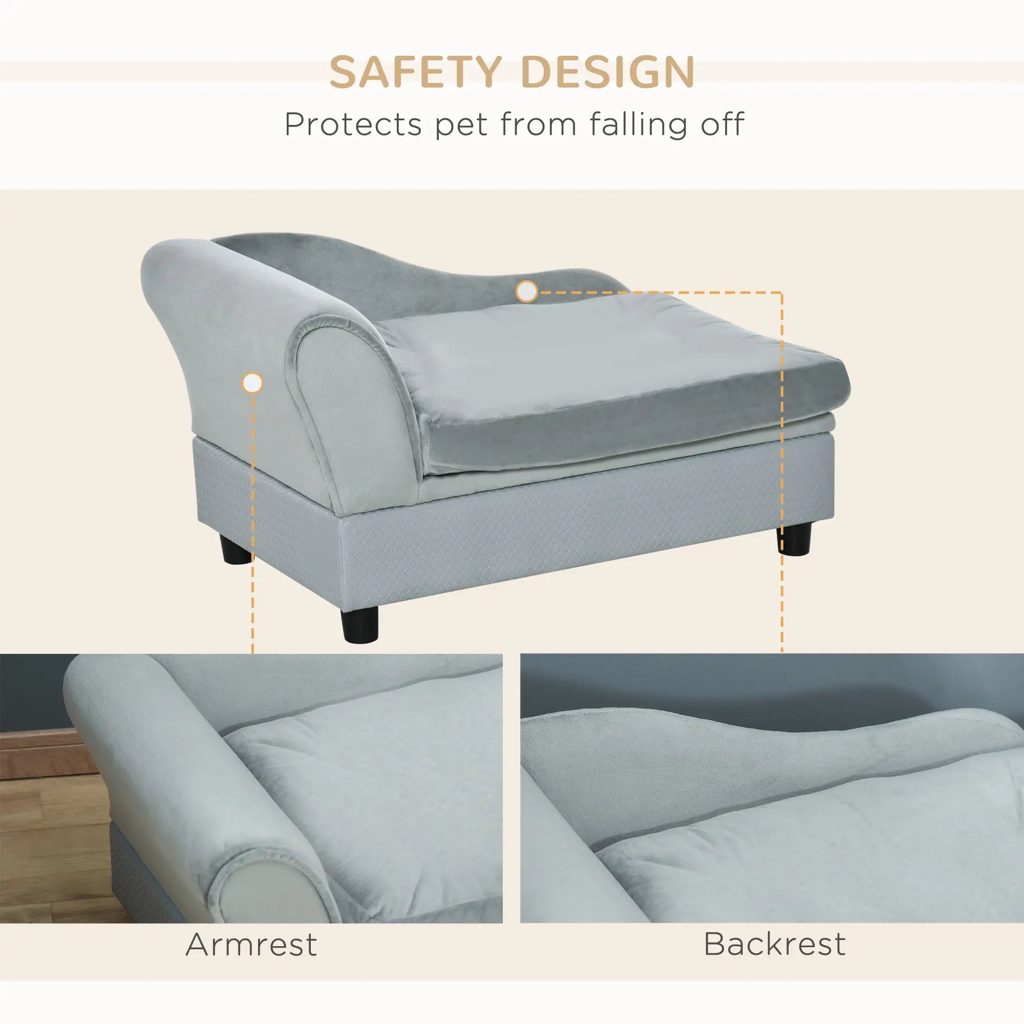 Sofa Chair, with Storage, Cushion, for Small Dogs, Cats - Light Grey