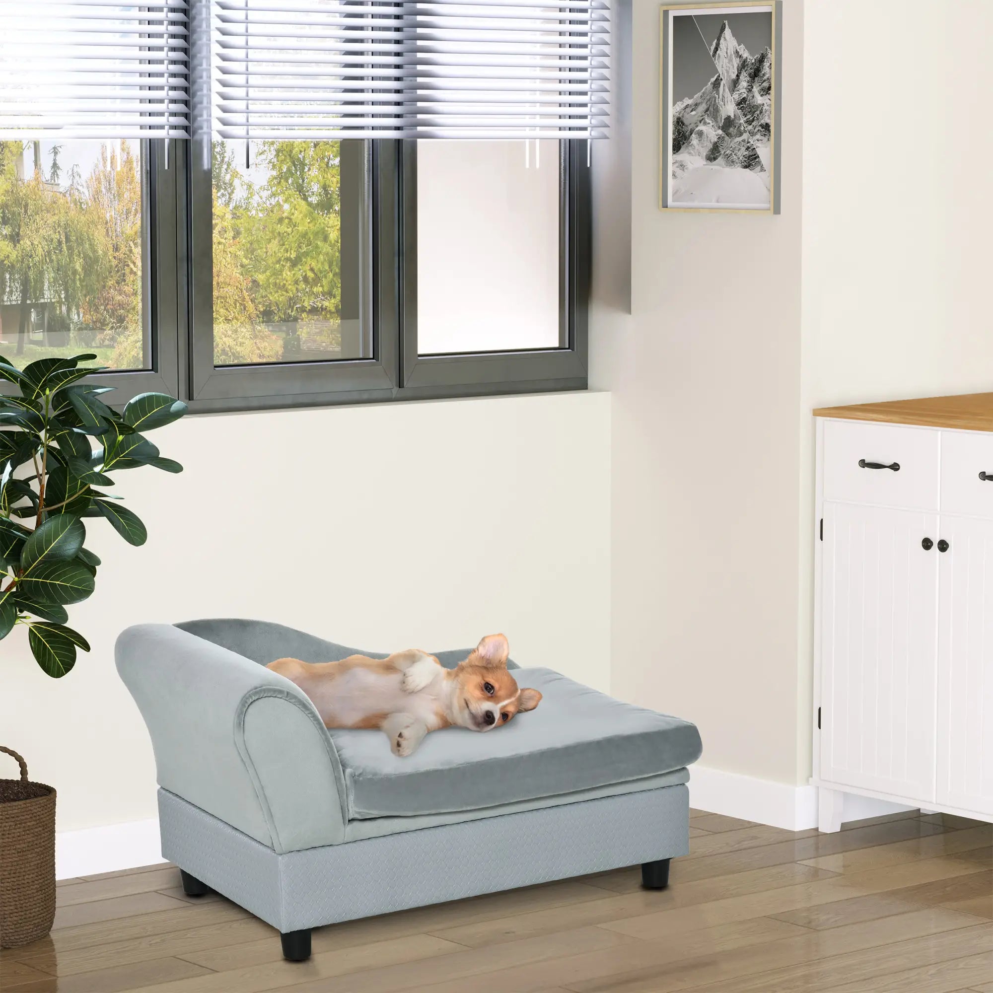 Sofa Chair, with Storage, Cushion, for Small Dogs, Cats - Light Grey