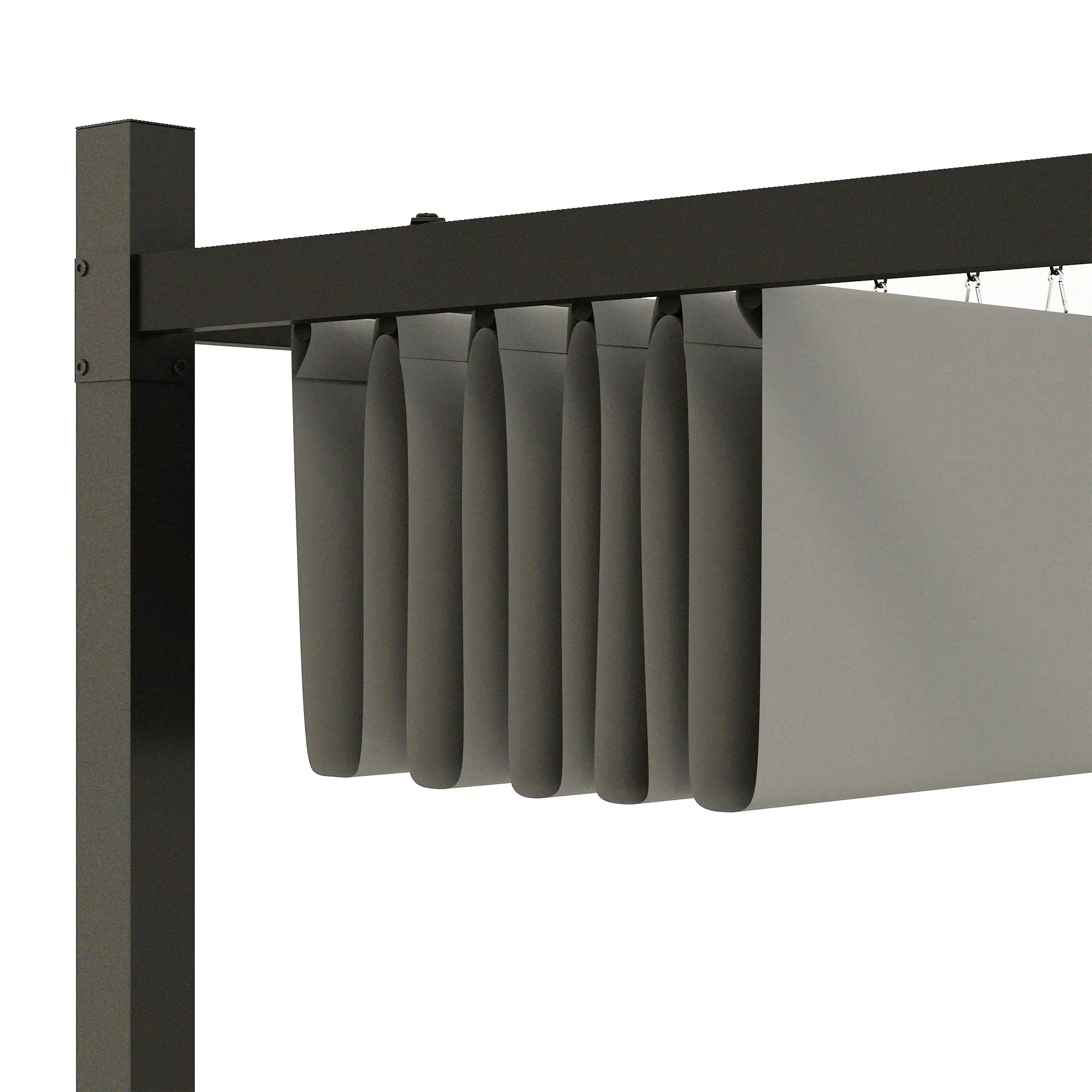 3 x 3(m) Metal Pergola with Retractable Roof and Magnetic Fixture, Outdoor Gazebo Garden Pergola Kit Sun Shade Canopy, UPF30+, 80mm Metal Column, Grey
