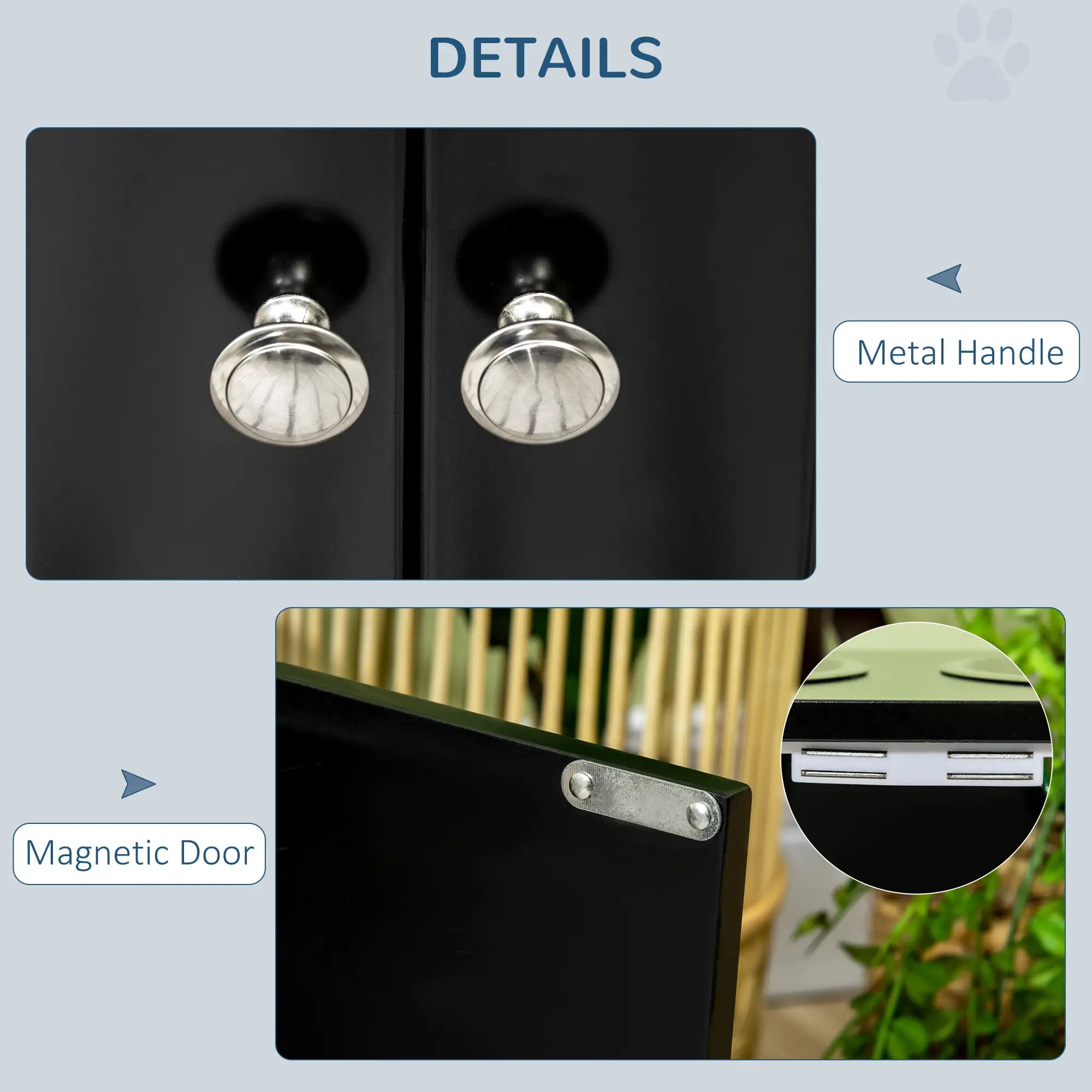 Raised Pet Feeder, with Two Bowls, Storage - Black