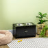 Raised Pet Feeder, with Two Bowls, Storage - Black