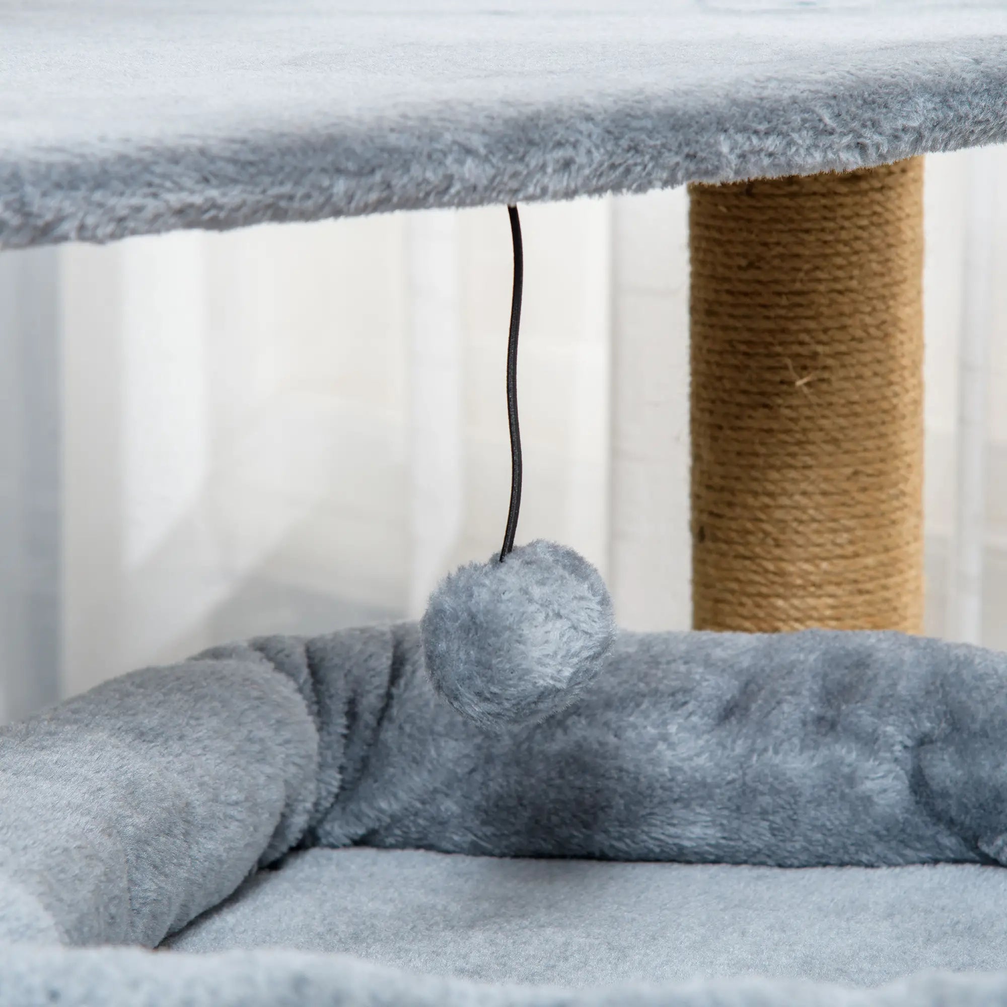 Cat Tree Tower for Indoor Cats, Cat Scratching Post with Bed, Cat House, Scratching Pad, Perch, Interactive Ball Toy 48 x 48 x 84cm, Grey