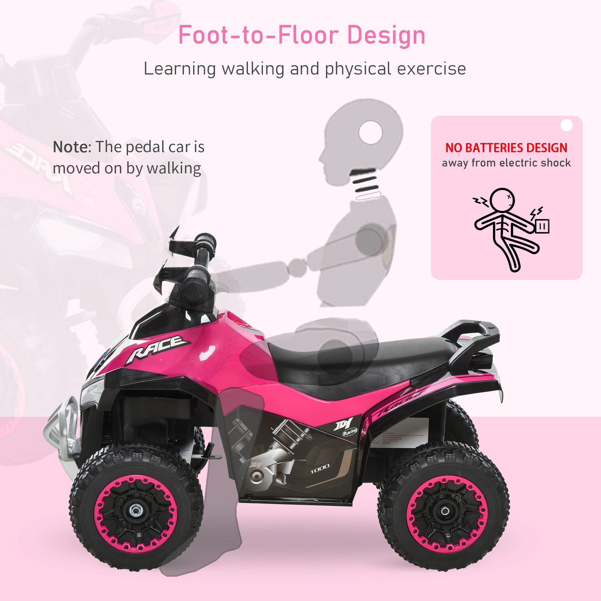 Ride on Toy for Kids 4 Wheel Foot-to-Floor Sliding Walking Car Toy Motorcycle Baby Walker Toddler Toys for for 18-36 Months Boys and Girls