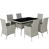 Seven-Piece Rattan Dining Set - Grey