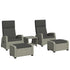 5-Piece Rattan Garden Furniture Set with Cushions - Charcoal Grey