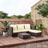 3 Pieces Rattan Garden Furniture Sofa Set, 4 Seater Garden Corner Sofa with 5-Level Reclining Sun Lounger and Storage Coffee Table, Outdoor Furniture Conservatory Set with Cushions, Brown