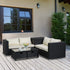 4 Pieces Rattan Garden Furniture Set, 4 Seater Corner Sofa Set with Storage Box, 2 Drawers Coffee Table, Loveseats with Cushions, Wicker Garden Conservatory Furniture for Balcony, Black