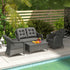 Four-Piece Rattan Sofa Set, with Glass-Top Table - Light Grey