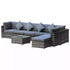 8 Pieces PE Rattan Corner Sofa Set with Thick Cushions, Aluminium Outdoor Rattan Garden Furniture Set with Glass Top Table, No Assembly Required, Grey