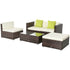 4-Seater Rattan Sofa Set Garden Outdoor Sectional Sofa Coffee Table Combo Patio Furniture-Brown
