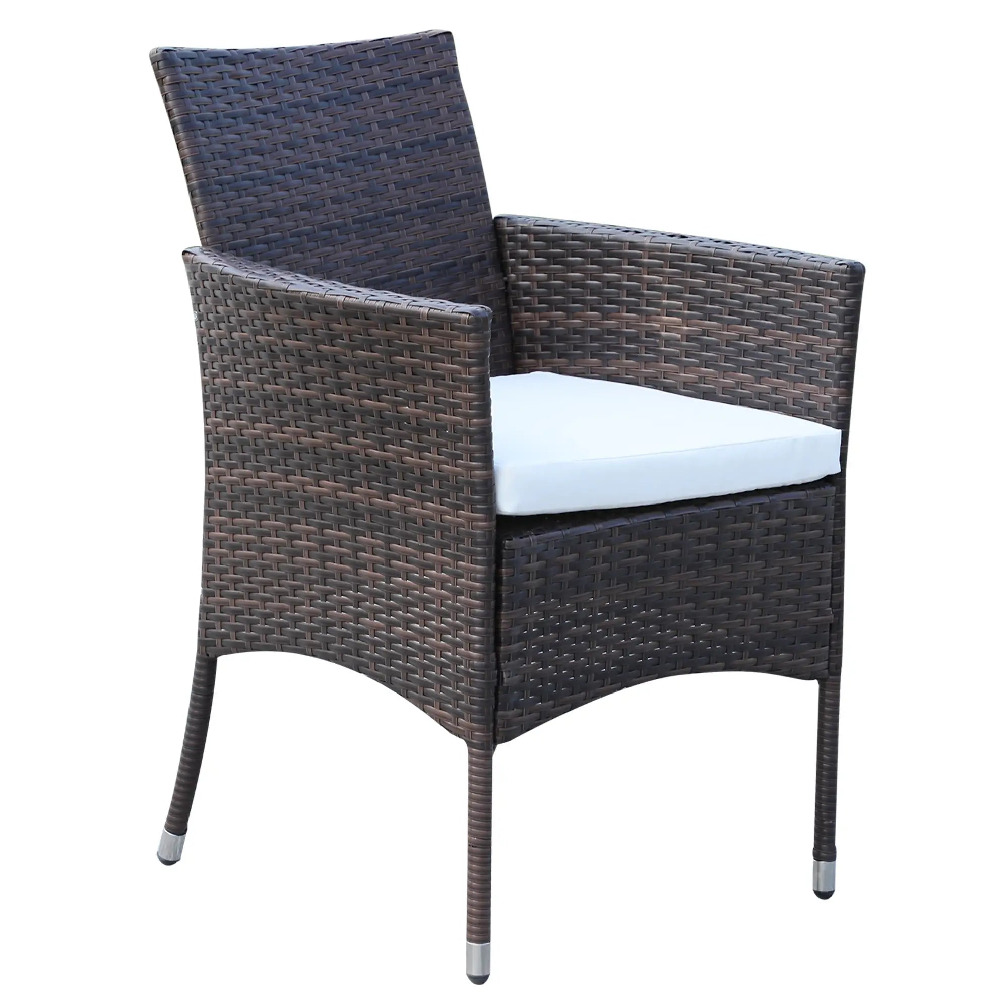 6 Seater Rattan Dining Set with Cushions, Rattan Garden Furniture Set with 6 Armchairs, Rectangular Glass Top Table, Outdoor Dining Table and Chairs, Brown