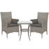 3 Pieces Rattan Bistro Set, Wicker Garden Furniture Set with 2-Tier Coffee Table and Chairs, Washable Cushions, for Outdoor Patio Balcony, Grey