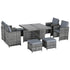 8-Seater Rattan Dining Set Garden Furniture Cushion Seat Woven Rattan Grey