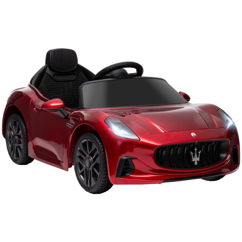 12V Maserati Gran Turismo Folgore Lincesed Kids Electric Car with Remote Control, Soft Start, Wine Red