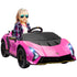 12V Lamborghini Autentica Licensed Kids Electric Car with Remote Control, 4 Suspension Wheels, Soft Start, Pink