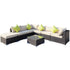 8 Pieces PE Rattan Corner Sofa Set with Thick Cushions, Aluminium Outdoor Rattan Garden Furniture Set with Glass Top Table, No Assembly Required, Mixed Brown