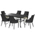 6 Seater Rattan Dining Set with Cushions, Garden Furniture Set with Armchairs, Rectangle Slatted Table Top, Steel Frame, Parasol Hole, Wicker Outdoor Furniture for Patio, Balcony, Cream White