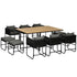 0 Seater Rattan Cube Garden Furniture Set, Rattan Dining Set with Cushions, Outdoor Dining Table and Chairs with 6 Armchairs, 4 Stools, Rectangular Wood Grain Plastic Top Table, Black