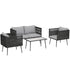 4-Piece Garden Furniture Set with Cushions - Light Grey