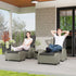 5-Piece Rattan Garden Furniture Set with Cushions - Charcoal Grey