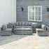 6 Pieces Outdoor PE Rattan Wicker Sofa Set with 10cm Thick Padded Cushionsand Half Round Patio Conversation Furniture Set with Angled Corner Designand Ottomansand and Back Pillows, Grey