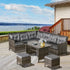 8 Seater Patio wicker Sofa Set ,Outdoor Couch with Table & Cushions, Grey