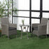 3 Pieces Rattan Bistro Set, Wicker Garden Furniture Set with 2-Tier Coffee Table and Chairs, Washable Cushions, for Outdoor Patio Balcony, Grey