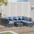 8 Pieces PE Rattan Corner Sofa Set with Thick Cushions, Aluminium Outdoor Rattan Garden Furniture Set with Glass Top Table, No Assembly Required, Grey