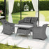 Four-Piece Rattan Set, with Glass-Top Table - Light Grey