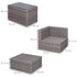 5 Piece Rattan Garden Furniture Set w/ 10cm Thick Cushions, Aluminium Frame Wicker Outdoor Balcony Sofa Set with Corner Armchairs, Ottomans, and Glass Top Table, Mixed Brown