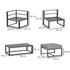 5 Pieces Outdoor Patio Furniture Set, Sofa Couch with Glass Coffee Table, Cushioned Chairs and Aluminum Tube, for Balcony Garden Backyard, Grey