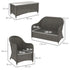 Four-Piece Rattan Sofa Set, with Glass-Top Table - Light Grey