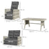4 Piece Rattan Garden Furniture Set Outdoor Sofa Sectional Set with Glass Top Table for Poolside, Light Grey