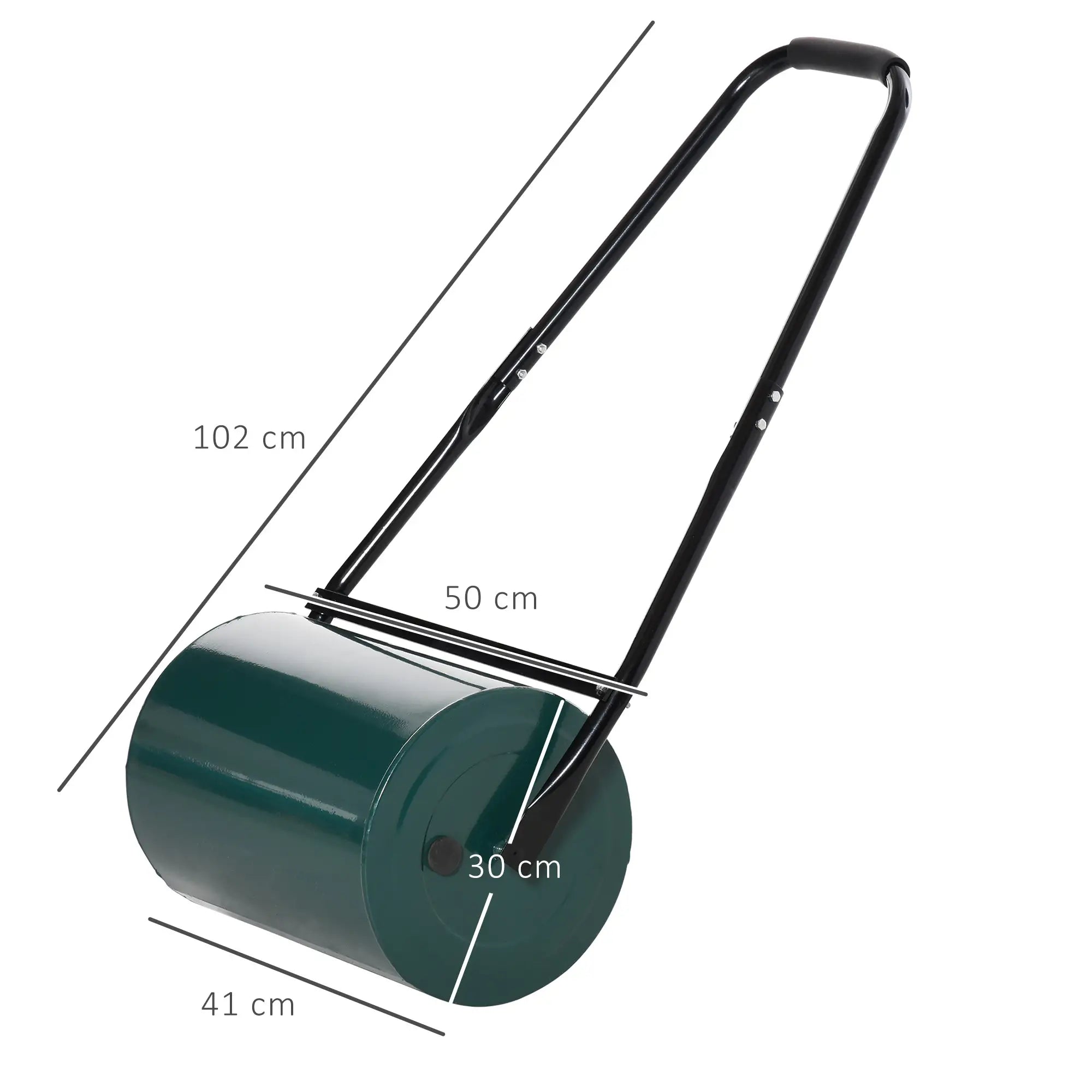 30 L Heavy Duty Water Or Sand Filled Φ30cm Garden Steel Lawn Roller Drum - Dark Green
