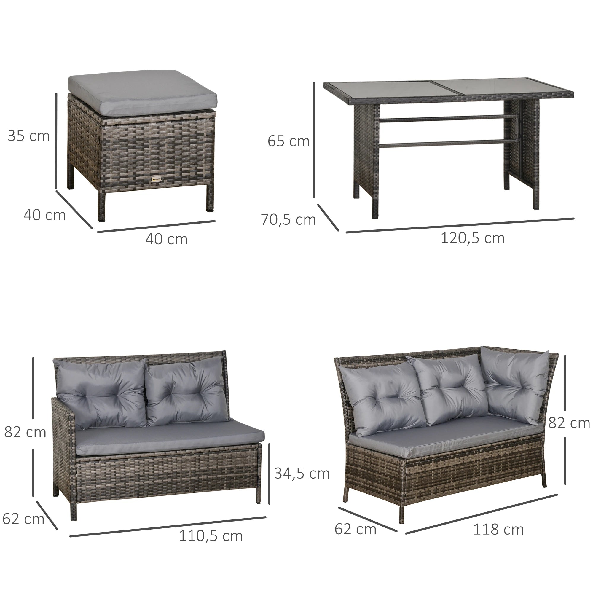8 Seater Patio wicker Sofa Set ,Outdoor Couch with Table & Cushions, Grey
