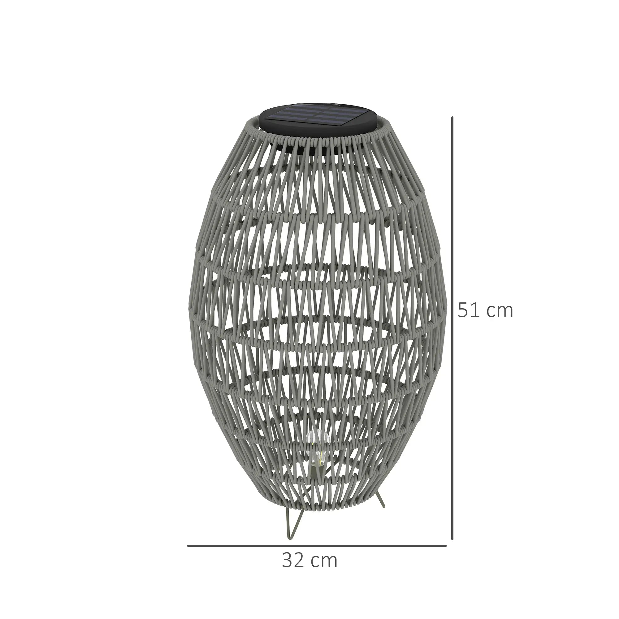 Rattan Solar Lamp, Garden Solar Lantern with Auto On/Off Light, IP44 Waterproof, Decorative Outdoor Rattan Lamp for Porch, Pathway, Grey