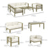 5-Piece Garden Corner Sofa Set with Cushions, 6 Seater Aluminium Garden Furniture Set with Glass Top Coffee Table, Patio Sectional Conservatory Furniture for Patio & Terrace, Gold Tone