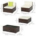 4-Seater Rattan Sofa Set Garden Outdoor Sectional Sofa Coffee Table Combo Patio Furniture-Brown