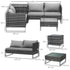 4pc Garden Rattan Wicker Outdoor Furniture Patio Corner Sofa Love Seat and Table Set with Cushions Side Desk Storage, Mixed Grey