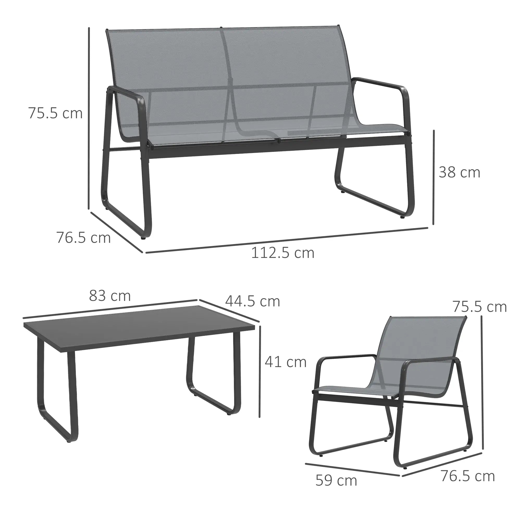Four-Piece Minimalistic Garden Sofa Set - Light Grey