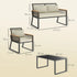 Four Piece Wicker Rope Garden Furniture Set with Glass Top Coffee Table - Grey