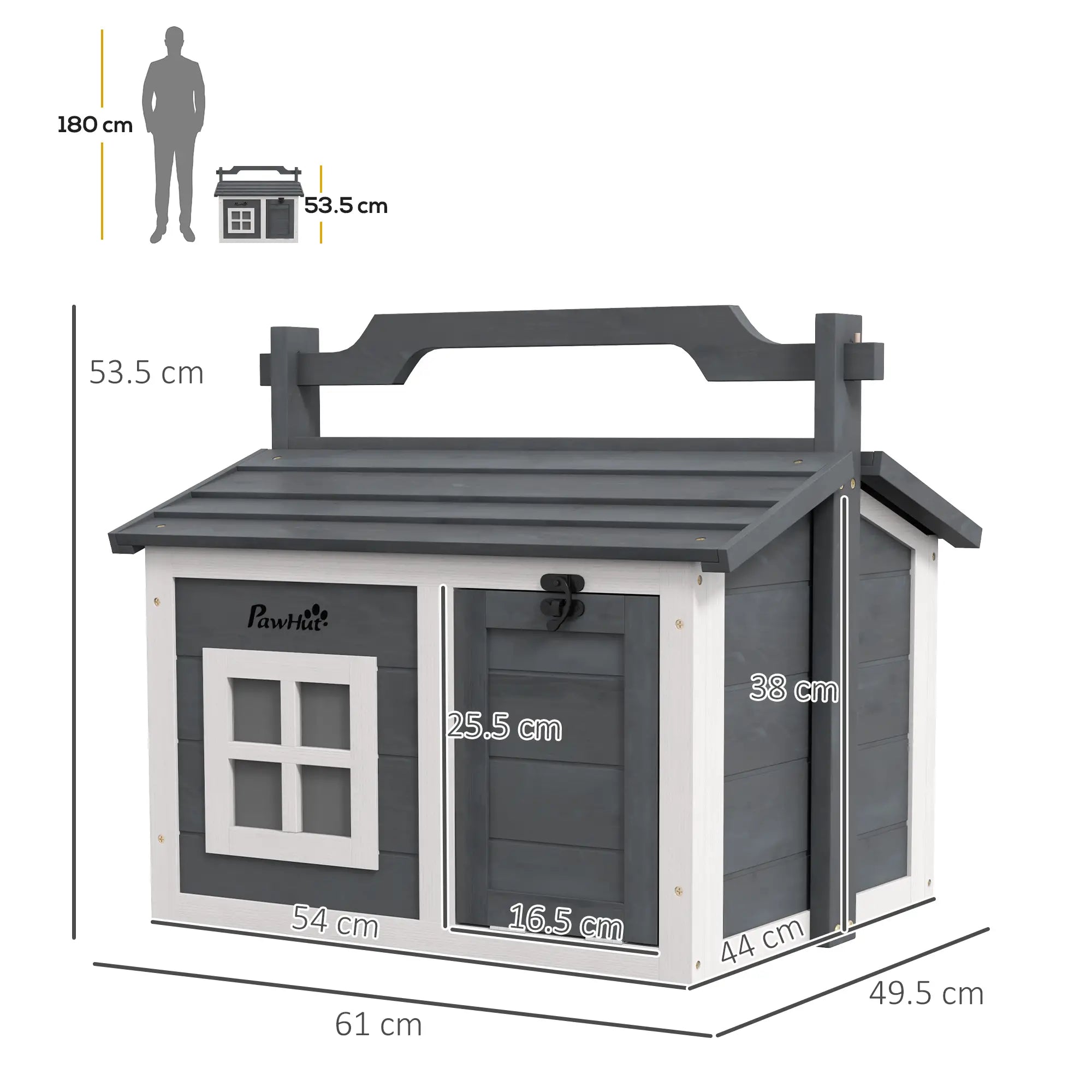 Indoor Rabbit Hutch, Portable Small Animal House Outdoor, with Top Handle, Openable Roof - Grey