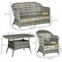 Four-Piece Rattan Set, with Glass-Top Table - Grey
