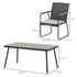 6 Seater Garden Dining Set with Soft Cushions, Rattan Backrest, Rectangular Plastic Top, Garden Furniture Set, Outdoor Dining Table and Chairs for Patio, Balcony, Poolside, Grey