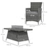 7 Pieces Outdoor Rattan Garden Furniture with Fire Pit Table, 6 Seater Garden Table and Chairs with Cushions, Rattan Dining Set with Propane Heater Table, Windscreen, 50,000 BTU, Grey
